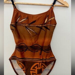 Elegant Brown One-Piece Swimsuit